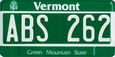 VT license plate ABS262