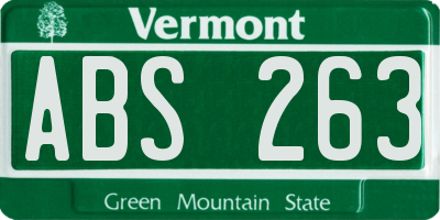 VT license plate ABS263