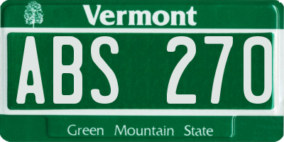 VT license plate ABS270