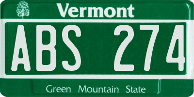 VT license plate ABS274