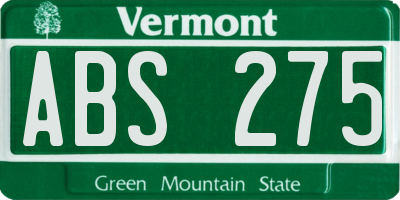 VT license plate ABS275