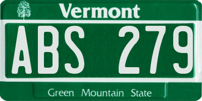 VT license plate ABS279