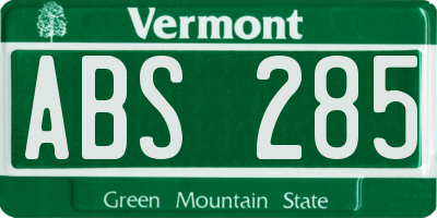 VT license plate ABS285