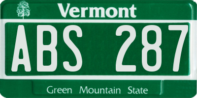 VT license plate ABS287