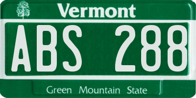 VT license plate ABS288