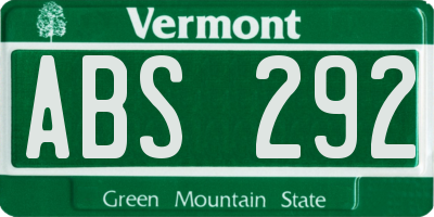 VT license plate ABS292