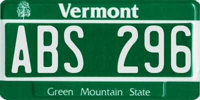 VT license plate ABS296