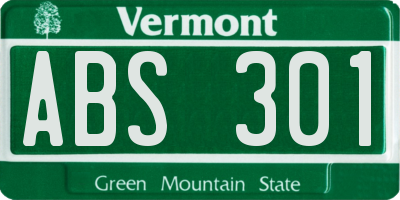 VT license plate ABS301