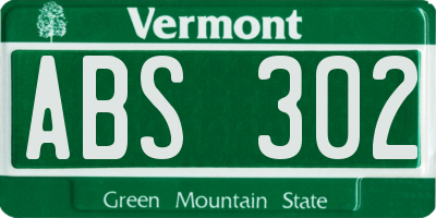 VT license plate ABS302