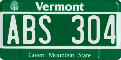 VT license plate ABS304