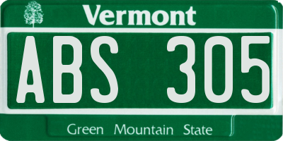 VT license plate ABS305