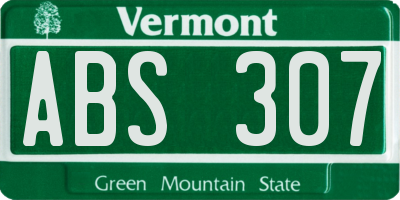 VT license plate ABS307