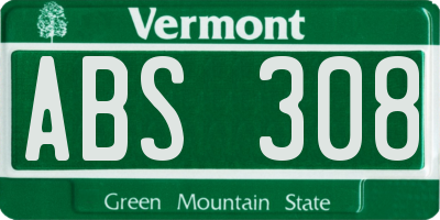 VT license plate ABS308