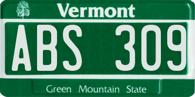 VT license plate ABS309