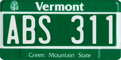 VT license plate ABS311