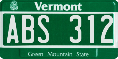 VT license plate ABS312