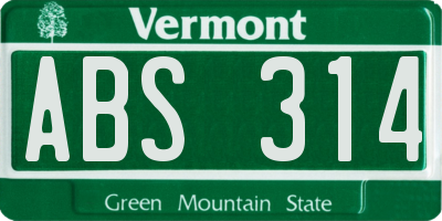 VT license plate ABS314