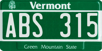 VT license plate ABS315