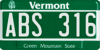 VT license plate ABS316