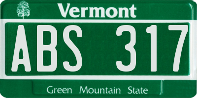 VT license plate ABS317