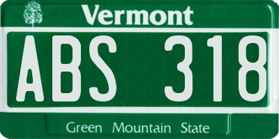 VT license plate ABS318