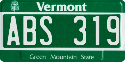 VT license plate ABS319