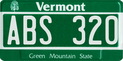 VT license plate ABS320