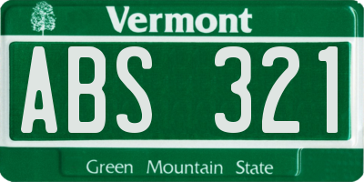 VT license plate ABS321