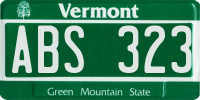 VT license plate ABS323