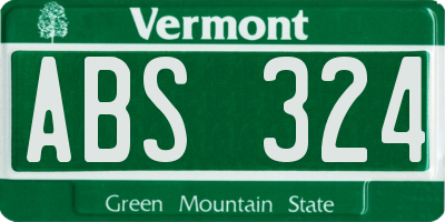 VT license plate ABS324