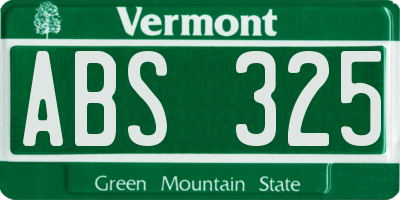 VT license plate ABS325