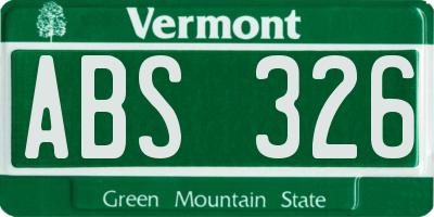 VT license plate ABS326