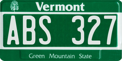 VT license plate ABS327