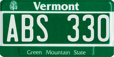 VT license plate ABS330