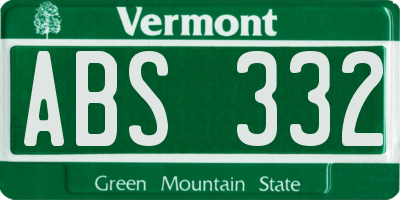 VT license plate ABS332