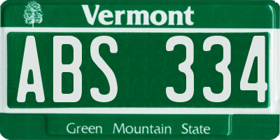 VT license plate ABS334