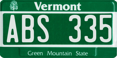 VT license plate ABS335