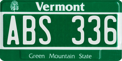 VT license plate ABS336