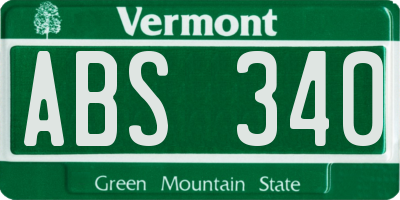 VT license plate ABS340