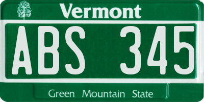 VT license plate ABS345