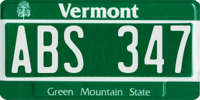 VT license plate ABS347