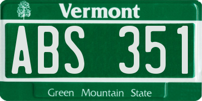 VT license plate ABS351