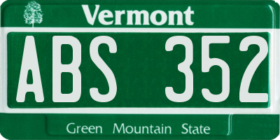 VT license plate ABS352