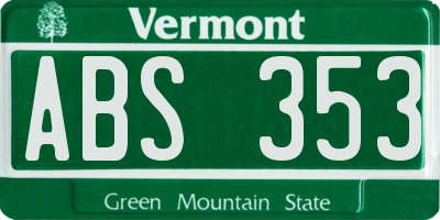 VT license plate ABS353