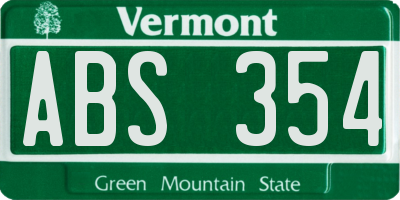 VT license plate ABS354