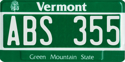 VT license plate ABS355