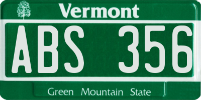 VT license plate ABS356