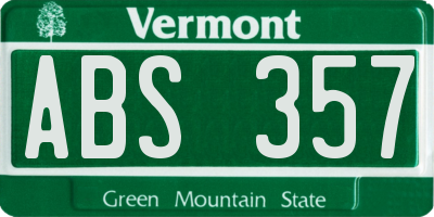 VT license plate ABS357