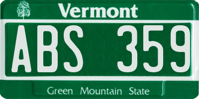 VT license plate ABS359