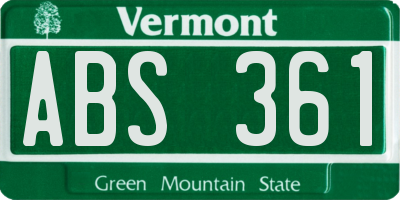 VT license plate ABS361